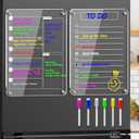 Magnetic Acrylic Weekly Planner and to Do List Set for Fridge 8"12" Clear Dry Erase Boards with 6 Markers, Reusable Fridge Whiteboard for Meal Planning, Chores, Office & Family Tasks