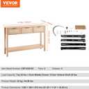 VEVOR Rattan Console Table with 3 Storage Drawers, Rattan Entryway Table with Natural Rattan Sliding Door, Console Sofa Table for Living Room, Study, Entryway Or TV Wall, Natural