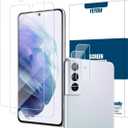 Galaxy S21 HD Clear Tempered Glass Screen Protector + Camera Lens Protectors, [2+2 Pack] [3D Glass] [Fingerprint Support] Screen Protector Glass For Samsung Galaxy S21