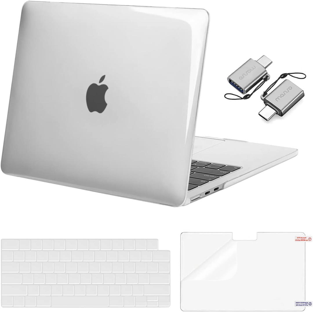 MOSISO Compatible with MacBook Air 13 inch Case M5 2026 M4 2025 M3 M2 2024-2022 A3449 A3240 A3113 A2681, Hard Shell&Keyboard Cover&Screen Film&Type C for MacBook Air 13.6 inch Case, Crystal Clear