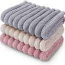 LINENLUX 1 Pack 3 Soft Fleece Dog Blanket for Pet Washable Warm Cat Puppy Fluffy Calming Flannel Beige/Pink/Grey Small 23x16