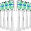 Toptheway Plaque Control Toothbrush Replacement Heads Compatible with Philips Sonicare Replacement Heads, 4100 5100 5300 and Most Click-on Electric Toothbrushes, 10 Pack