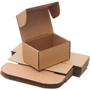 10 Pack Small Shipping Boxes 6x4x3'' Corrugated Small Cardboard Boxes for Shipping, Recyclable Packaging Boxes for Business, Mailer, Gift Packing, Crafts Packing, Jewelry Box, Brown