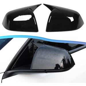Side Door Mirror Cover Caps Compatible with Tesla Model Y 2020-2023 Cow Horn Style Replacement for Door Rearview Mirror Cover Cap (Gloss Black)