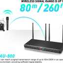 D Debra Audio AU800 Pro UHF 8 Channel Wireless Microphone System with Cordless Handheld Lavalier Headset Mics, Metal Receiver, Ideal for Karaoke Church Party (8 Bodypack)