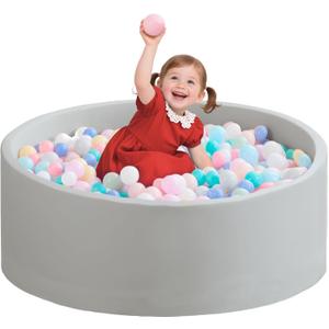 Ball Pit for Toddlers 35.43''x11.81 Baby Ball Pits Soft Memory Foam Ball Pit Round Kids Ball Pit Indoor Game Kids Play Ball Pool Ideal Gift for Girls and Boys (Grey, NO Balls)
