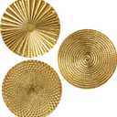 Briful 12" Gold Wall Dcor Pack of 3 Metal Starbursts Radial Plate Wall Art Modern Accent Hanging Wall Decorations For Home Office Bedroom Or Living Room Wall Sculptures