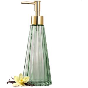 EMPO Vintage Elegant Glass Soap Dispenser, Liquid Soap/Sanitizer/Shampoo Bottle with Pump, Rustic Farmhouse Decor Crystal Hand Soap Dispenser for Kitchen Sink, Bathroom Accessories (Sage Green) (Standard)