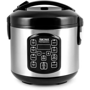 AROMA Professional Digital Rice Cooker, Multicooker, 4-Cup (Uncooked) / 8-Cup (Cooked), Steamer, Slow Cooker, Oatmeal Cooker, STS, Auto Keep Warm, 2 Qt, Stainless Steel Exterior, ARC-954SBD
