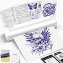 Bagana Tattoo Stencil Printer, 2-in-1 Wireless Bluetooth Thermal Printer for Tattoo Stencils & Documents, Portable Temporary Tattoo Transfer Machine Kit for Tattoo Artist & Beginner, White