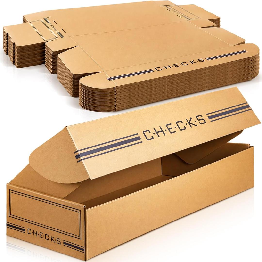 Feifeiya 12 Pack File Check/deposit Slip Storage Box, Standard Setup, Attached Flip Top Lid, 4 x 9 x 24 Inches, Lightweight, Stackable for File, Check, Deposit, Office Filing Organization