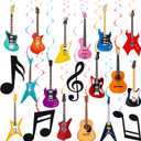 20PCS Guitar Party Hanging Swirls Decorations for Guitar Theme Birthday Party Hanging Booth Props Musical Instrument Hanging Swirls for Music Note Baby Shower Supplies