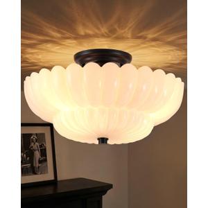 Semi Flush Mount Ceiling Light 14" Vinatge Black Hallway Lights