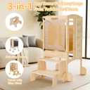 Toddler Tower, 6 in 1 Foldable Toddler Tower with 2 Step Stool,Toddler Standing Tower with Safety Equipment and Chalkboard