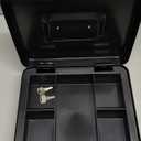 xydled Locking Steel Large Cash Box with Removable Coin Tray and Key Lock,9.84"x 7.87"x 3.54",Black