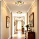 Flush Mount Ceiling Light with Water Ripple Glass Shade, Modern 3-Light Ceiling Light Fixtures, Brushed Nickle Finished Ceiling Lighting for Kitchen Halway Living Room Bedrrom Entryway, Size: 3-Lights