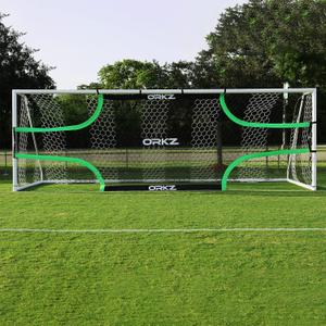 Soccer Goal Target Net - 24ft x 8ft Scoring Training Equipment - Improve Kick Practice Shooting Targets, Portable Football Target Sheet with Carry Bag, Ground Stakes, Bungee Cord Included