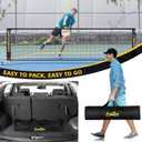 Portable Pickleball Net Set with Wheels, Regulation Size 22 FT & Half Court 11 FT, Steady Metal Frame Pickle Ball Net Set System with Carry Bag for Backyards, Driveways, and Garages