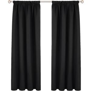 1 Pack Blackout Curtains, Black Out Curtain Panels for Bedroom, Thermal Insulated Draperies Treatment Short Curtains Half Window Curtains Black 80 in x 40 in (W x L)