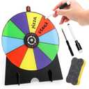 Upgraded 8 Inch Prize Wheel Spinner with Stand, 10 Slots Color Spinning Wheel for Prizes with Dry Erase Marker and Eraser, Spin The Roulette Game of Fortune - Trade, Carnival and Chore Raffle