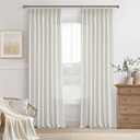 92 Inch Pinch Pleated Beige White Semi Sheer Curtains Light Filtering Neutral Boho Farmhouse Linen Curtains Rings Hooks for Living Room Bedroom Office Ivory Window Drapes 92 Inch Length 2 Panels Set