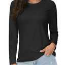 MAGCOMSEN SPF Shirts for Women Long Sleeve Quick Dry Lightweight T-Shirts Athletic Running Hiking Workout Tops Black 2XL (Green, XXL)