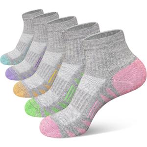 Heyoboy Womens Ankle Anti-blister Thick Cushioned Cotton Wicking Hiking Athletic Running Socks 5 Pairs, Size: 9-11