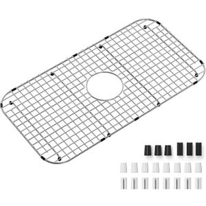 Sink Protectors for Kitchen Sink Stainless Steel, 27-1/2" x 14-1/4" Sink Rack for Bottom of Sink Grid Accessories Centered Drain with Corner Radius 3-1/2" for Single Bowl Sinks, Scratch Prevention