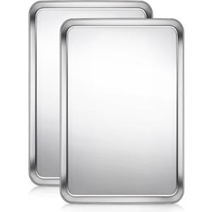 Terlulu Baking Sheet, Cookie Sheet, Stainless Steel Baking Pan, 2 Piece-19.6''x 13.8'' x 1.2'', Large Sheet Pan for Oven, Baking Tray for Baking&Roasting, Nonstick&Nontoxic&Easy Clean