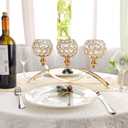 Crystal Candle Holders, Tealight Candlestick Candelabra Stand with 3 Arms,Candle Holder for Wedding Home Decor/Table Centerpiece Party Decoration (Gold)