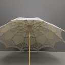 TOPINCN Embroidery Parasol Handmade Lace Flower Bride Umbrella Wedding Bride Photography Umbrella(L-Beige)