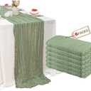 6 Pack Sage Green Cheesecloth Table Runner, 120 Inch Spring Boho Gauze Table Runners, Rustic Sheer Cheese Cloth Table Runners for Wedding, Baby Shower, Birthday Party, Home Decor
