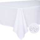 BYDOLL Table Cloth White 60x84 Inch Tablecloth for 6 Foot Rectangle Tables Outdoor Washable Wrinkle Free and Spillproof Polyester Tablecloth for Festival Camping Picnic Party Cover