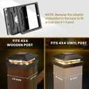 Solar Post Cap Lights Outdoor 16-Pack, Black Waterproof Solar Powered Deck Fence Lights Fit 4x4 Wood/Vinyl Posts, Bright Warm White for Patio, Porch