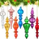 Mifoci 8 Pcs 6 Inch Mercury Glass Finial Christmas Ornaments Hanging Christmas Finials Glass Ornaments Assorted Mercury Decor for Vintage Holiday Xmas Tree Decoration(Mixed Color)