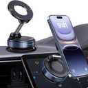 3 x 360 Rotatable Vacuum Magnetic Phone Holder, Foldable and Retractable Suction Cup Car Phone Mount for Car/Gym/Mirror/Smooth Surface, Compatible with iPhone Android and All Smartphones (Black)