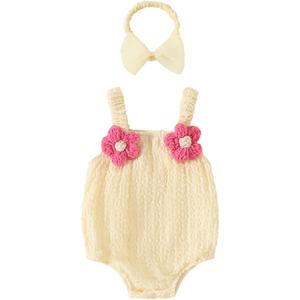 Baby Girl Bubble Romper with Butterfly Bow Back Newborn One-Piece Summer Outfit Cute Sleeveless Jumpsuit for Infants (M)