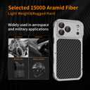 DGYSG Carbon Fiber Case for iPhone 17 Pro Max Compatible with Magsafe, Luxury Aluminum Metal with Silicone Bumper Heavy Duty Military Protection Cover with Camera Lens Protector Stand, Titanium