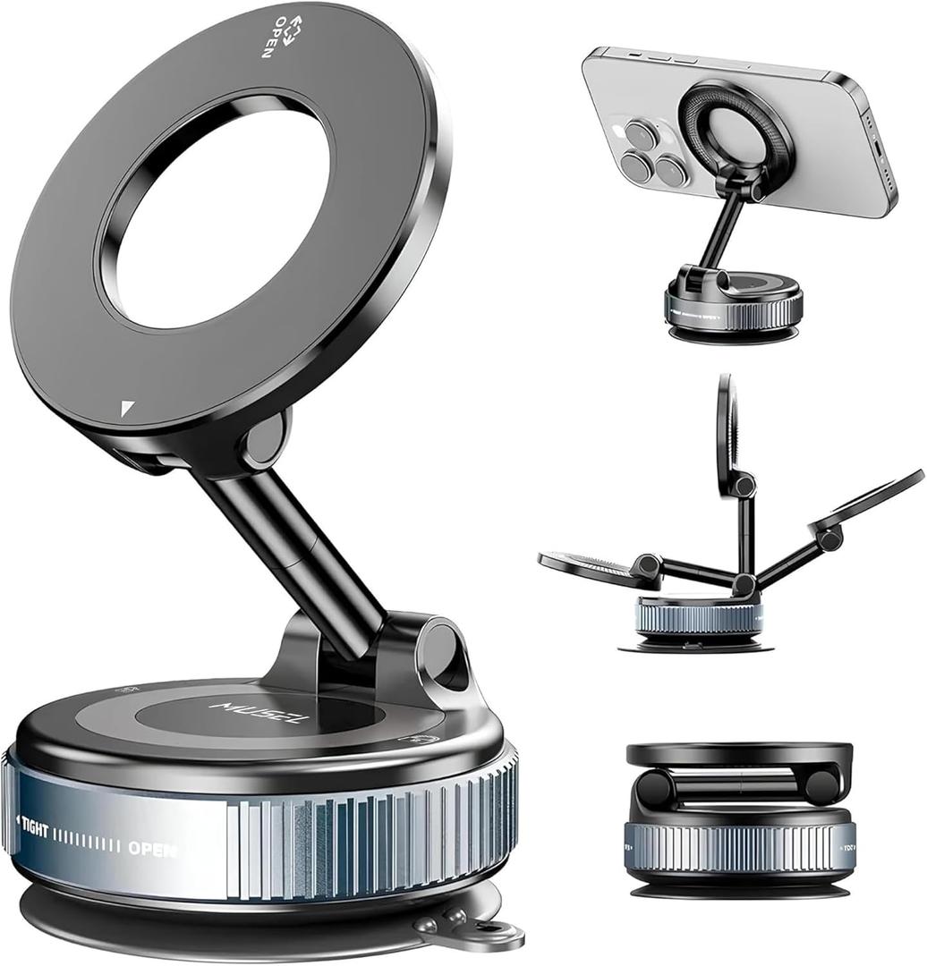 MUSEL Car Phone Holder for MagSafe [88LBS Strong Suction & 24 N55 Magnets] 360 Adjustable Car Phone Mount, Phone Holders for Your Car for iPhone & Android
