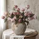 Thiccywoov 8 Pcs Faux Peony Stems Flowers Bulk Vintage Artificial Silk Peonies Stems Real Look Fake Peonies Branch for Vase Filler DIY Bouquet Centerpiece Home Indoor Outdoor Decor (Brownish)
