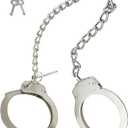 Double Lock Handcuffs, Adjustable Heavy Duty Steel Wrist Cuffs with 2 Keys & Handcuffs Holster in Police Edition Professional Grade (Silver Legcuff)