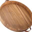 Ottoman Tray with Handles, 20 Inches Round Large Tray for Ottoman Wooden Serving Tray Decorative Trays for Living Room Wooden Trays for Party, Dinner, Breakfast, Appetizers, Entertaining Guests