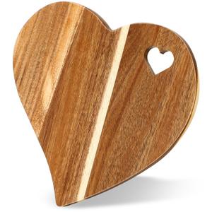 Patelai Heart Shaped Cutting Board Acacia Wood Bread Cheese Serving Platter Serving Charcuterie Board for Meat Cheese and Vegetables Women Gifts(Heart Hole Style)