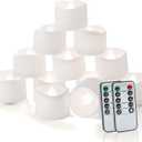 Homemory 24pcs Remote Timer LED Tea Lights Candles, 400+Hours Flickering Flameless Battery Operated Votive Candles for Tabletop Lighting, Centerpieces Decor, Holiday Decor (Cool White Glow, White Base)