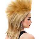 Spooktacular Creations Halloween Blond Spiked Rock in Roll Wig with Earrings and Necklace,80s Diva Wig Women Rockstar for Adult Big Spiky Hair Blond Rock Star Costume Cosplay Dress-up Party Accessory (Gold)