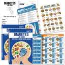 chiazllta Blood Sugar Tracking Set with 2 PCS Diabetes Log Book & 1 Diabetes Food Chart & 1 Meal Planner Spiral Bound Blood Glucose Log Book with Food & Blood Sugar Journal Diabetic-Friendly Recipes