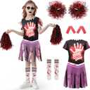 WooWee Girl Zombie Cheerleader Costume, Fearleader Scary Halloween Costumes for Kids, Dead Cheerleader Outfit for Role Play (Large: 12-14 Years, Purple Black)
