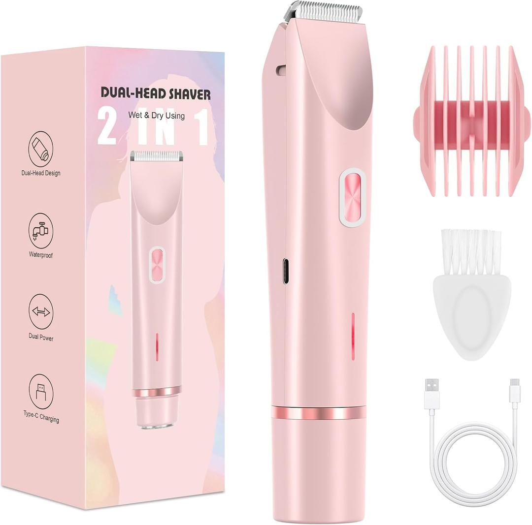 Bikini Trimmer for Women,Dermave Bikini Shaver,Electric Razors for Women Pubic Hair (Pink)