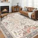 homewill 9x12 Area Rugs for Living Room - Large Carpet Ultra Thin Soft Washable Oriental Vintage Floral Distressed Rug Big Indoor Carpets for Bedroom Nursery Dorm Home Decor Aesthetic - Multi
