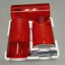 Homemory Red Glass Flameless Candles, Battery Operated LED Pillar Candles with Remote Control and Timer, Radiance Candles, Real Wax, Set of 3,D3 xH4 5" 6"